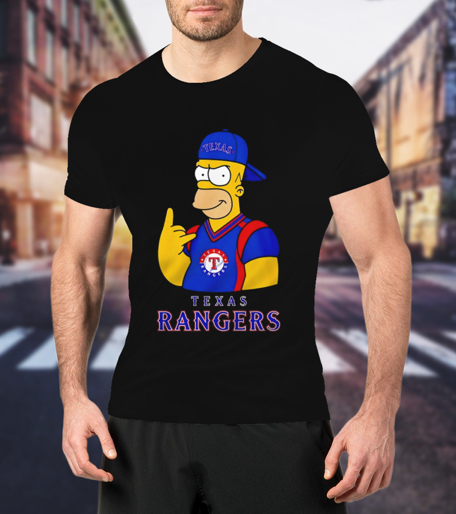 The Simpsons Texas Rangers Rock Hand Homer T-Shirt