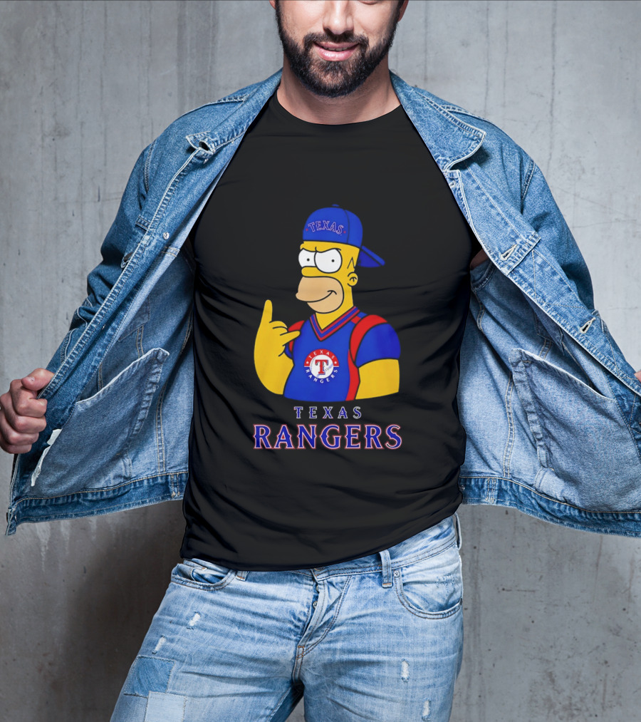 The Simpsons Texas Rangers Rock Hand Homer T-Shirt