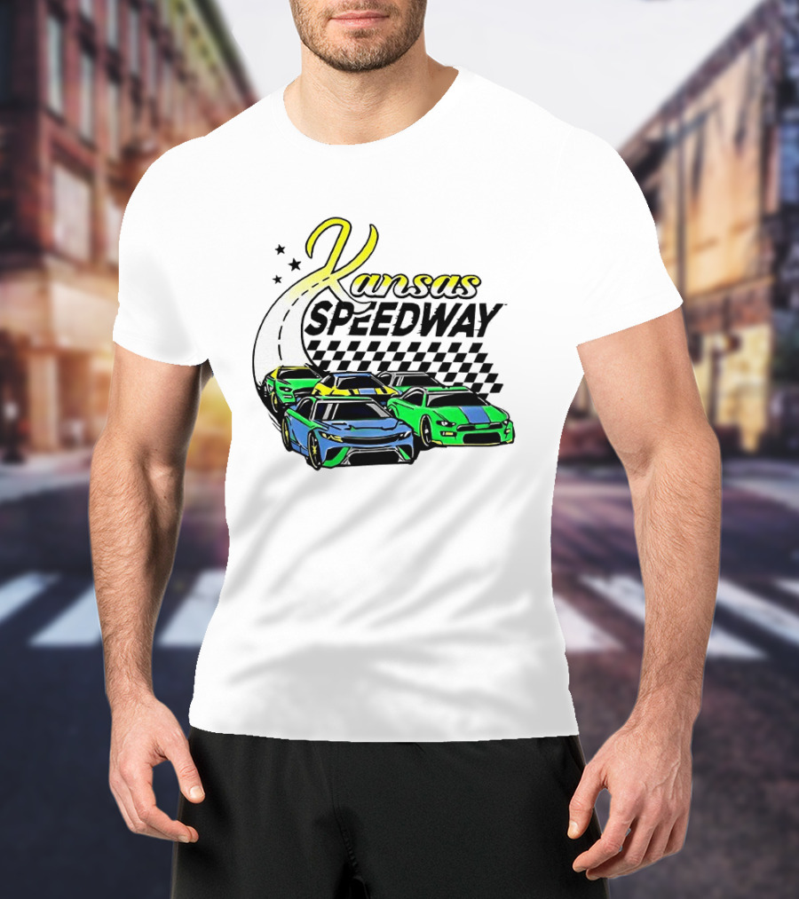 Kansas Speedway Racing Fast Cars And Checkered Flags T-Shirt