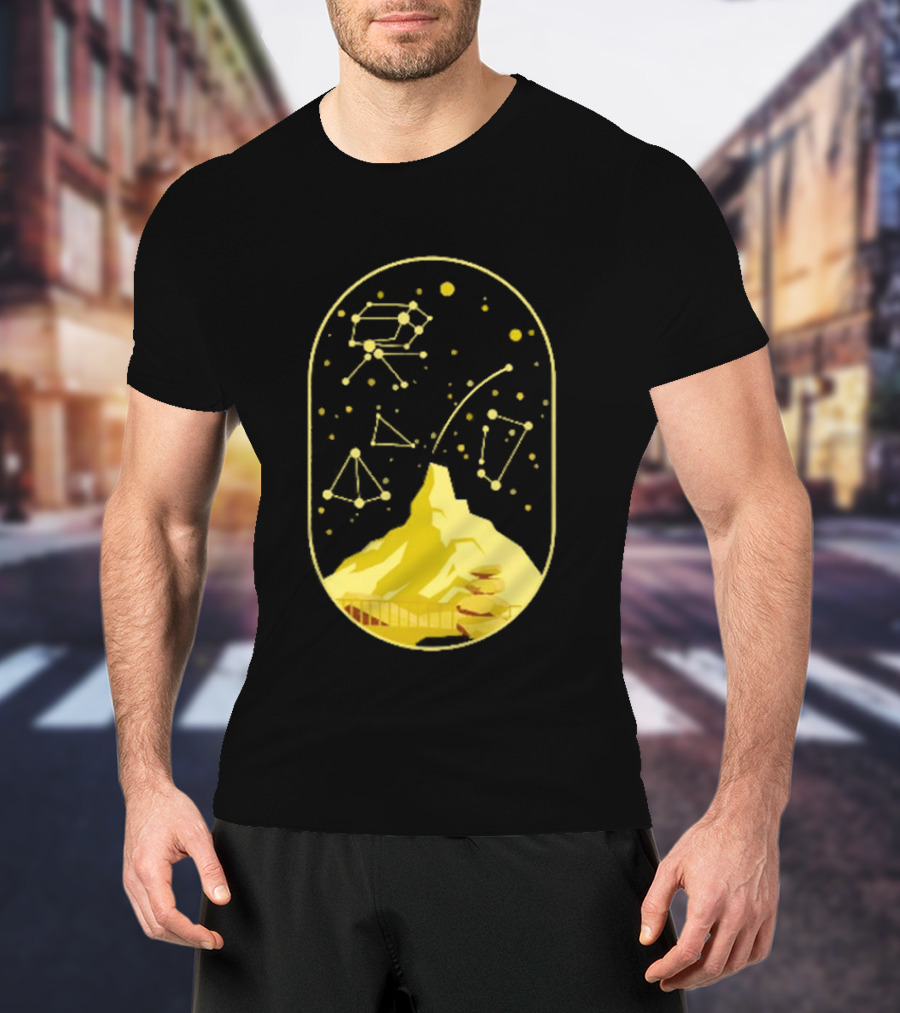 Cairn Minimalist Mountain Constellation Starry Sky T-Shirt