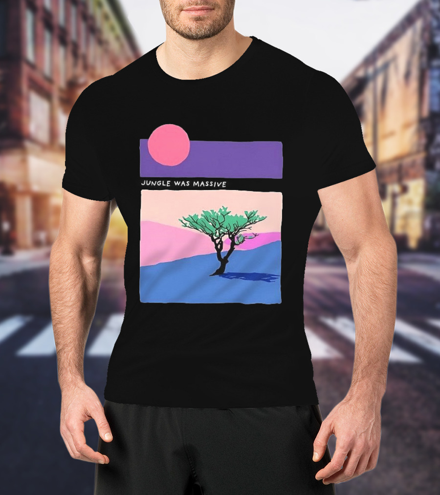Jungle Was Massive Tree Vintage Sunset Aesthetic Nature Scene T-Shirt