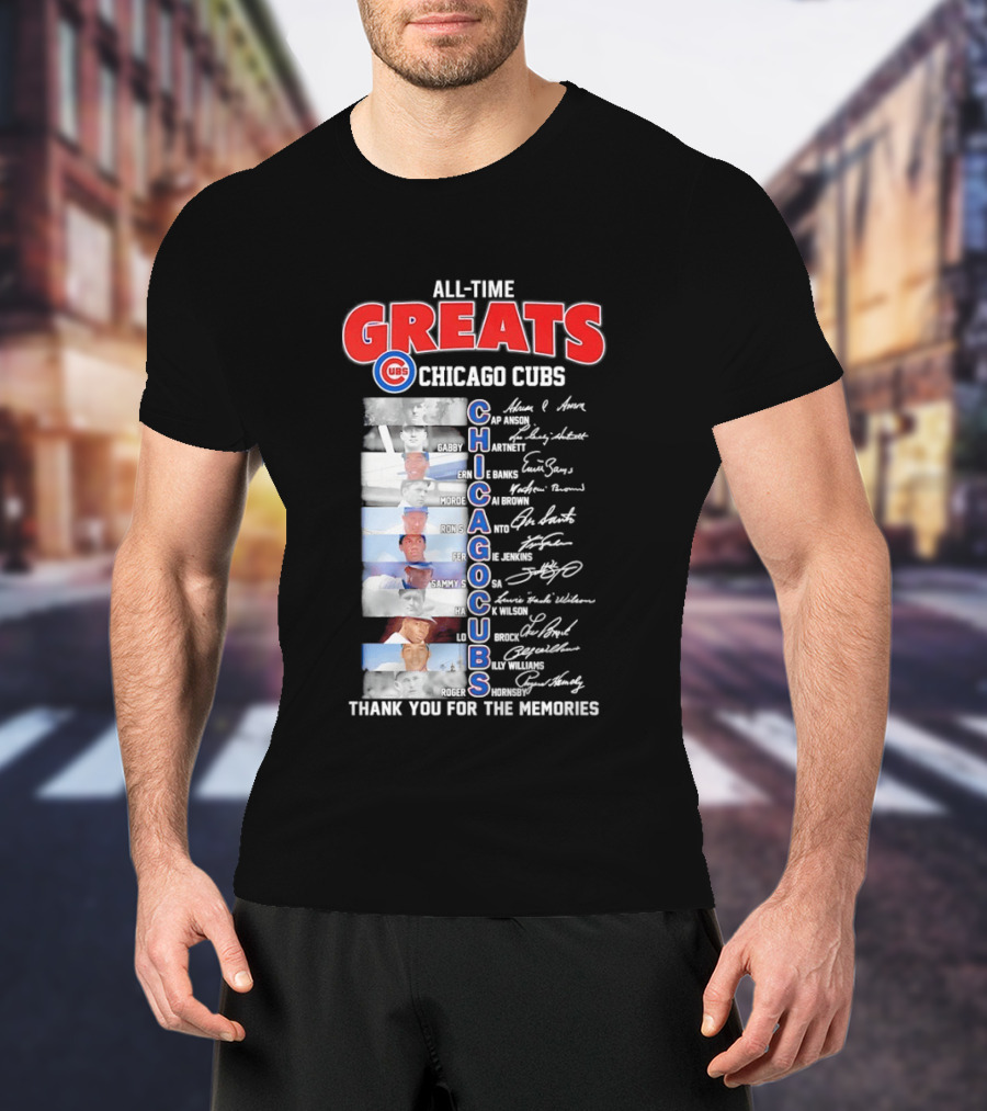 Chicago Cubs All Time Greats Legends And Signatures Thank You For The Memories T-Shirt