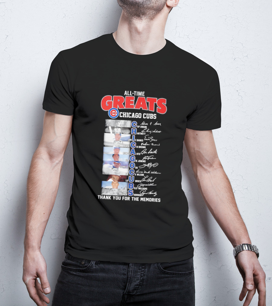 Chicago Cubs All Time Greats Legends And Signatures Thank You For The Memories T-Shirt
