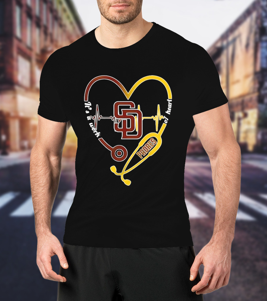 San Diego Padres Heart Soul Stethoscope Work Of Heartbeat T-Shirt