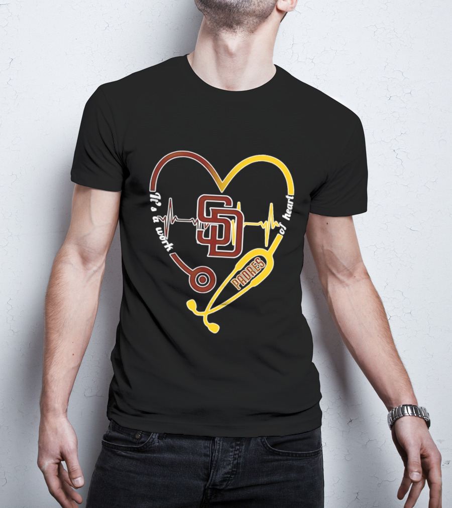 San Diego Padres Heart Soul Stethoscope Work Of Heartbeat T-Shirt