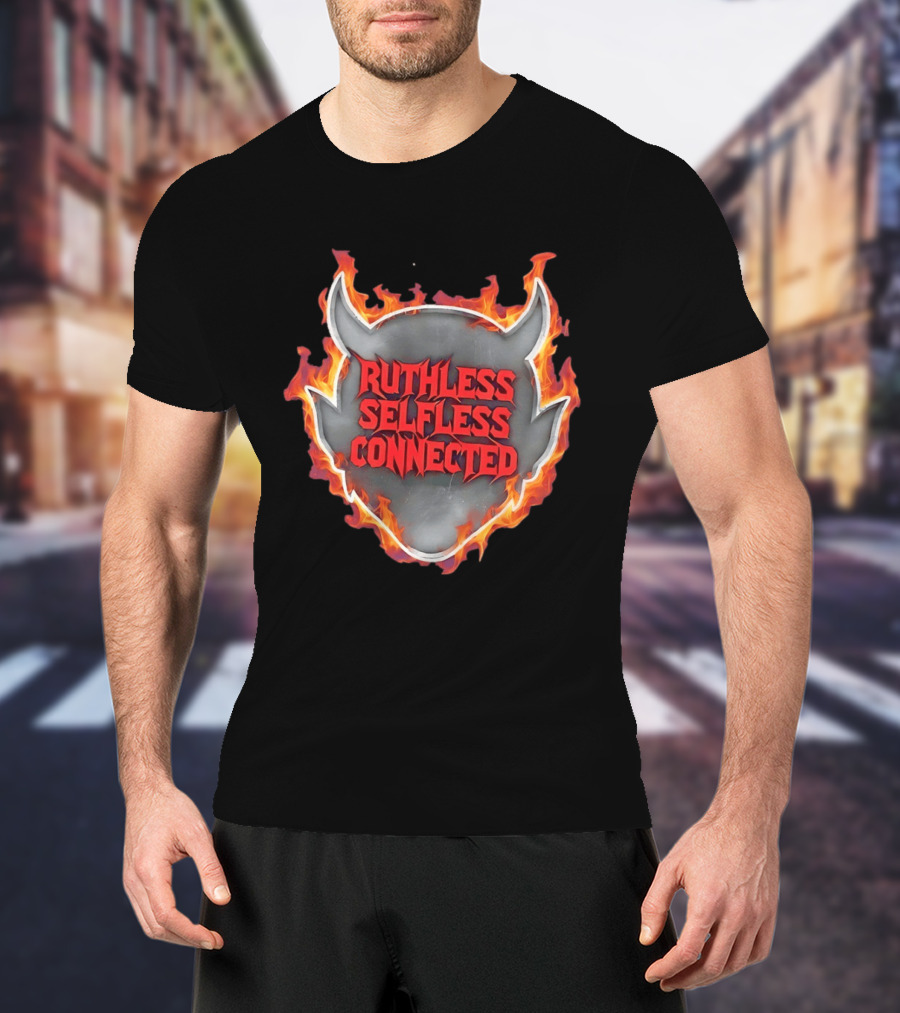 Ruthless Selfless Connected Demon Head Flames T-Shirt