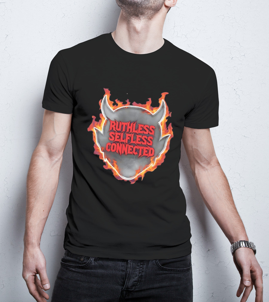 Ruthless Selfless Connected Demon Head Flames T-Shirt