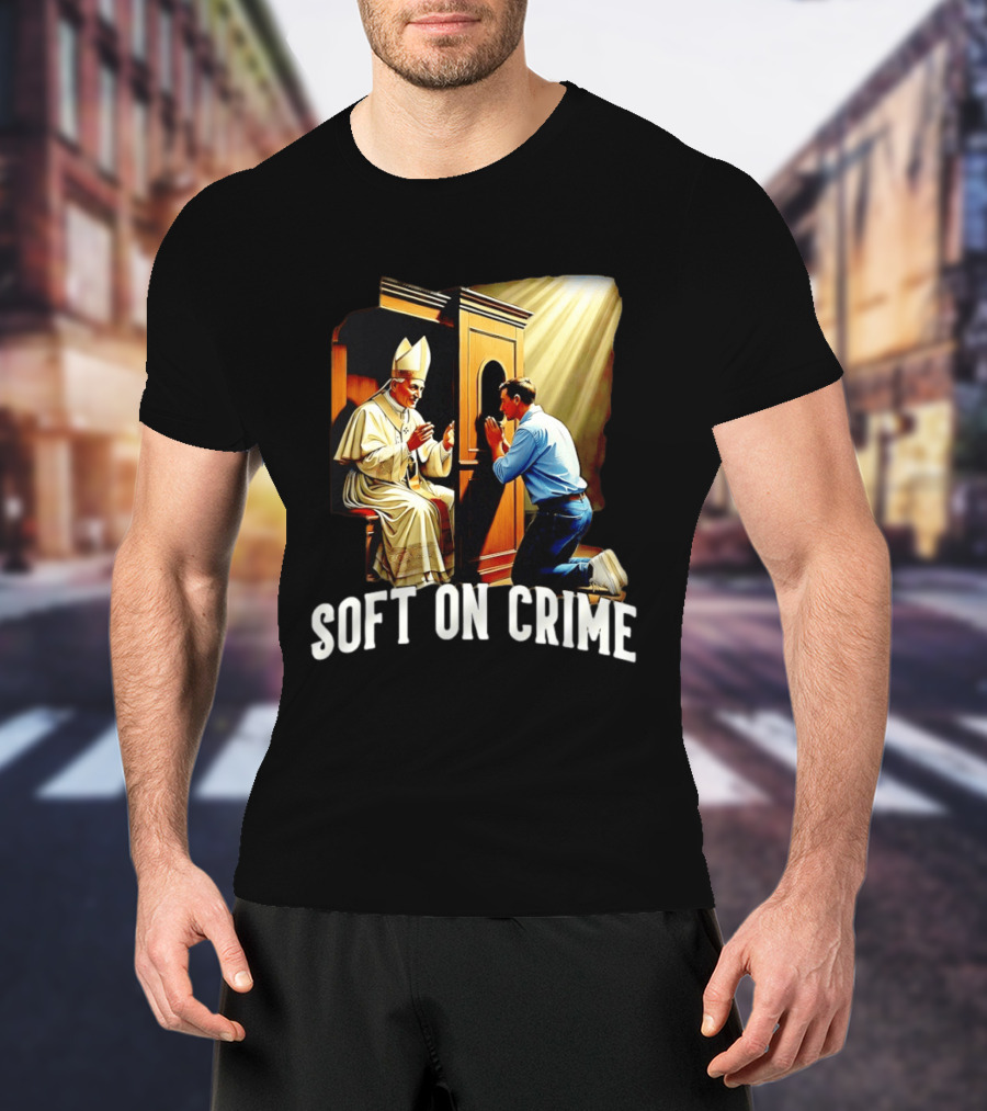 Soft On Crime Confessional Reflection With Penitent And Clergyman T-Shirt
