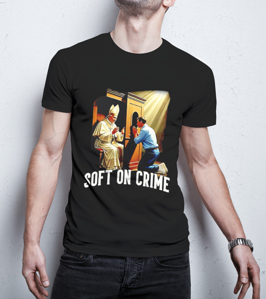 Soft On Crime Confessional Reflection With Penitent And Clergyman T-Shirt