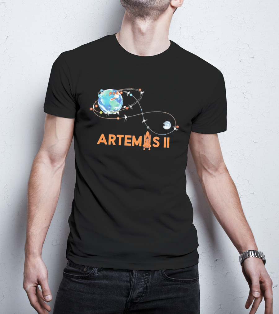 Artemis II Mission Schedule Earth To Moon Trajectory T-Shirt