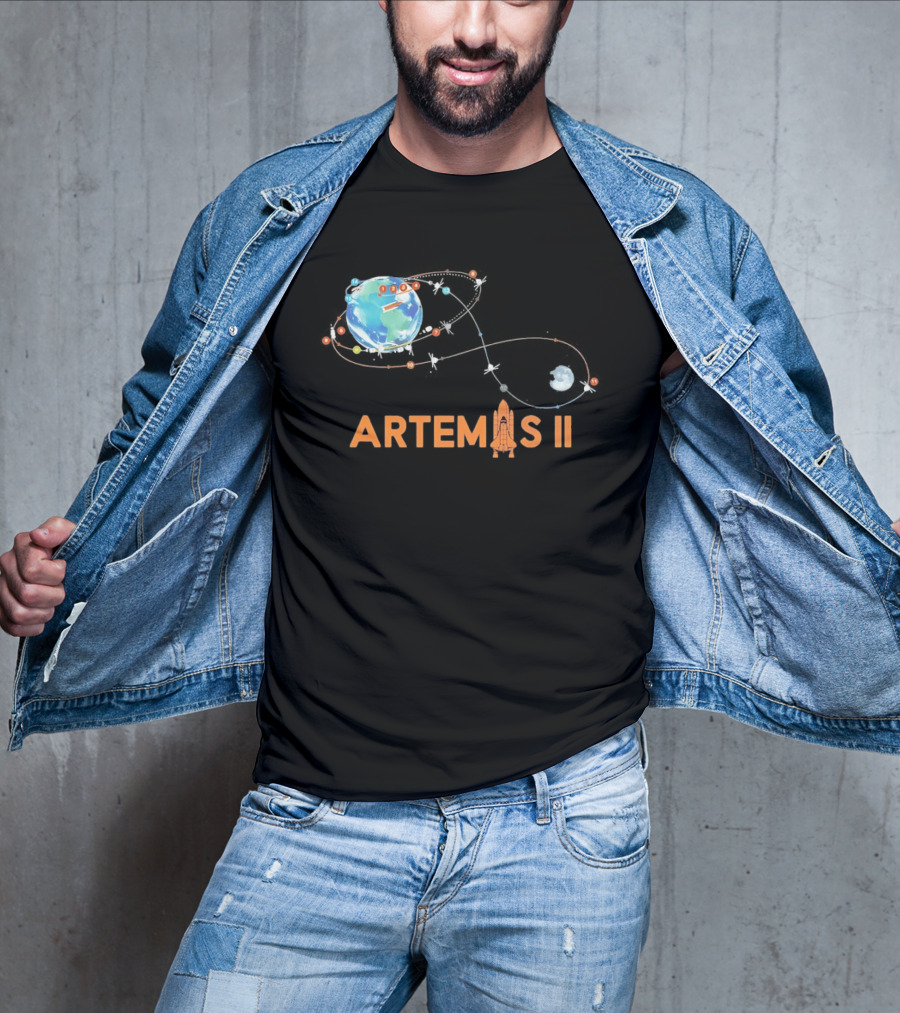 Artemis II Mission Schedule Earth To Moon Trajectory T-Shirt