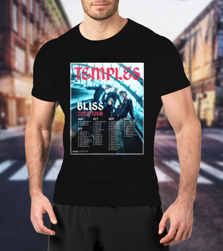 Temple Bliss 2026 Tour Dates August To December T-Shirt
