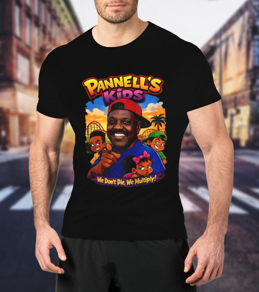 Pannell's Kids We Don't Die We Multiply Theme With Cartoon Characters And Amusement Park T-Shirt