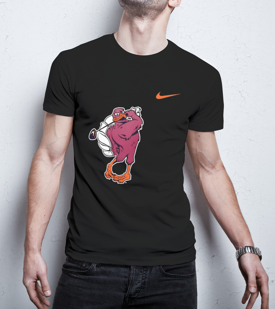 Virginia Tech Hokies Golfing Nike Swoosh Bird T-Shirt