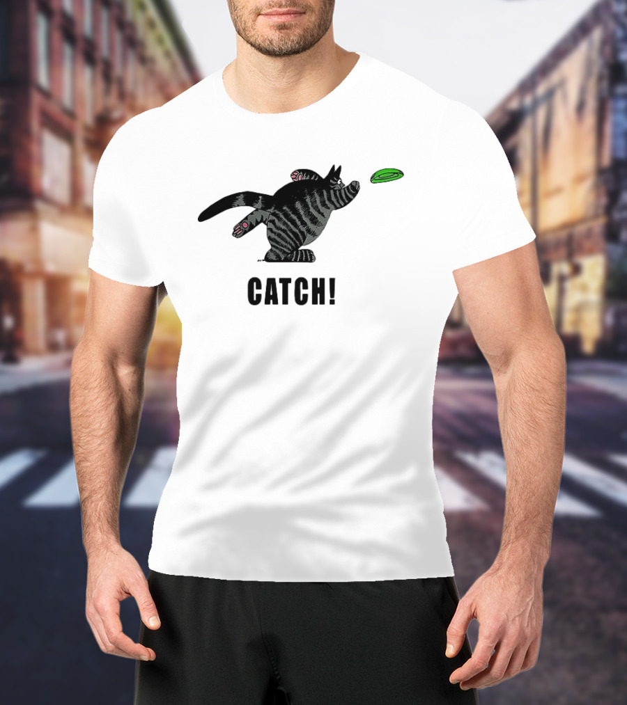 B Kliban Cat Catch Frisbee Playful Humor T-Shirt