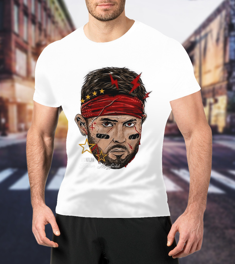 Baker Mayfield Red Bandana Star Lightning Face Paint T-Shirt