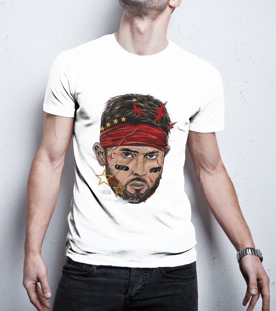 Baker Mayfield Red Bandana Star Lightning Face Paint T-Shirt