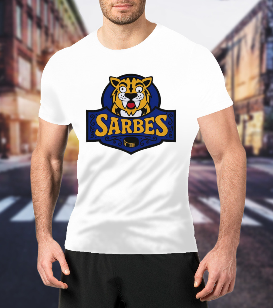 Buffalo Sarbes Hockey Tiger Mascot With Puck T-Shirt