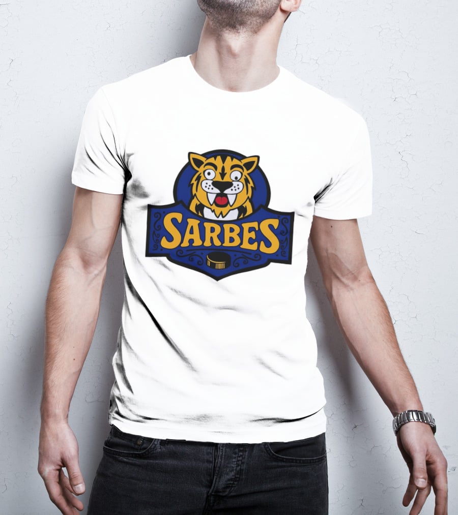 Buffalo Sarbes Hockey Tiger Mascot With Puck T-Shirt