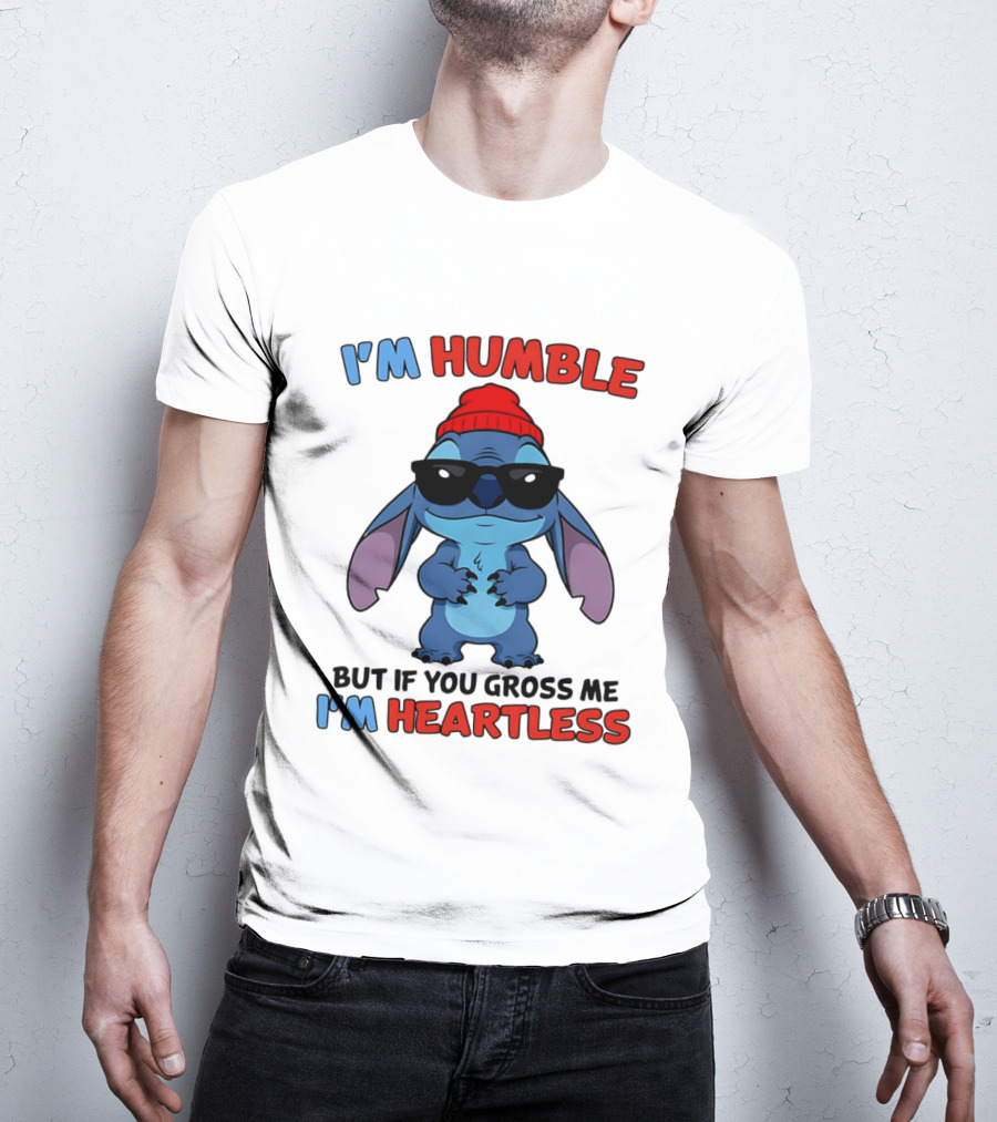 I'm Humble But If You Gross Me I'm Heartless Stitch Sunglasses Red Beanie T-Shirt