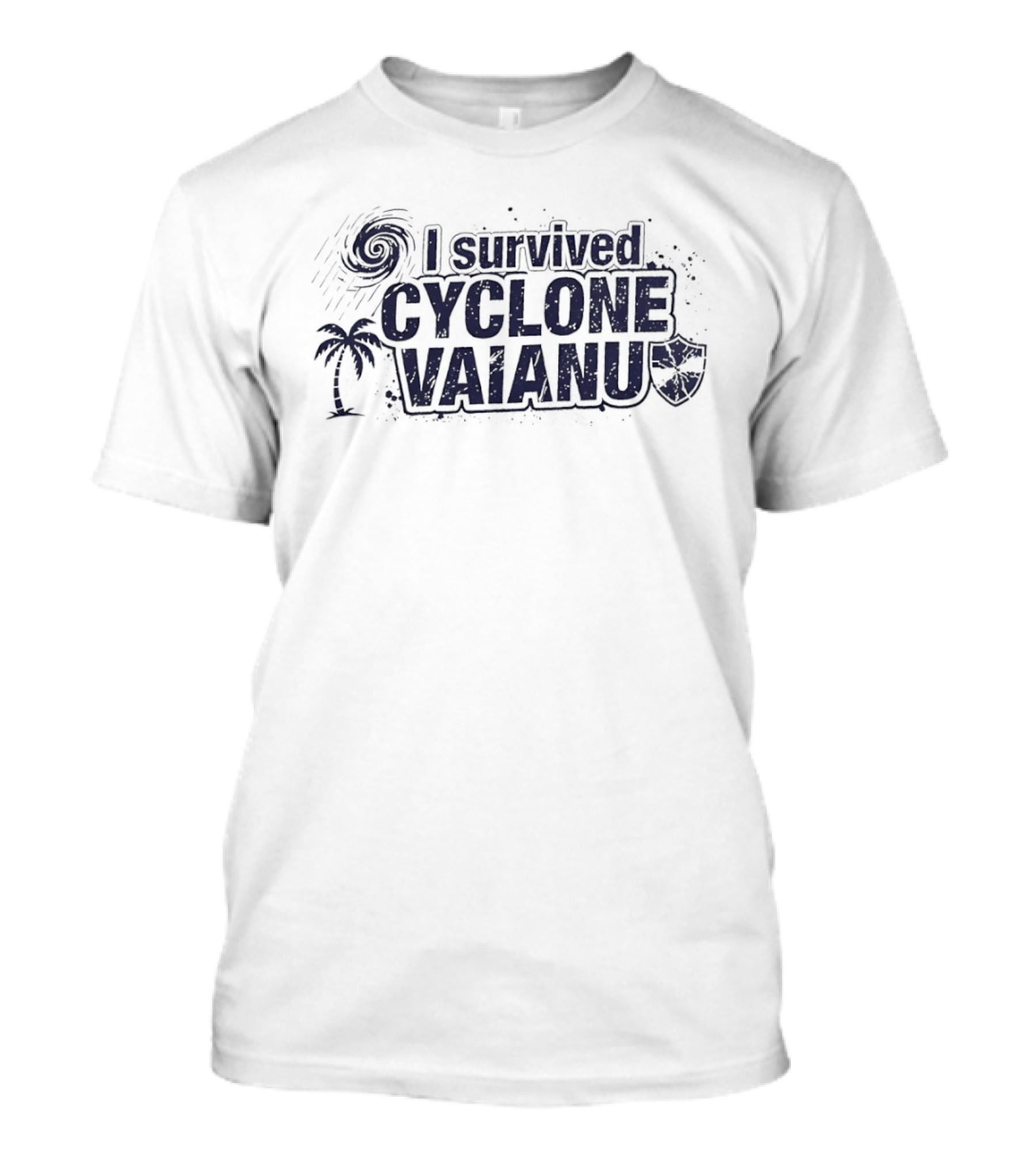 I Survived Cyclone Vaianu With Palm Tree And Swirl T-Shirt