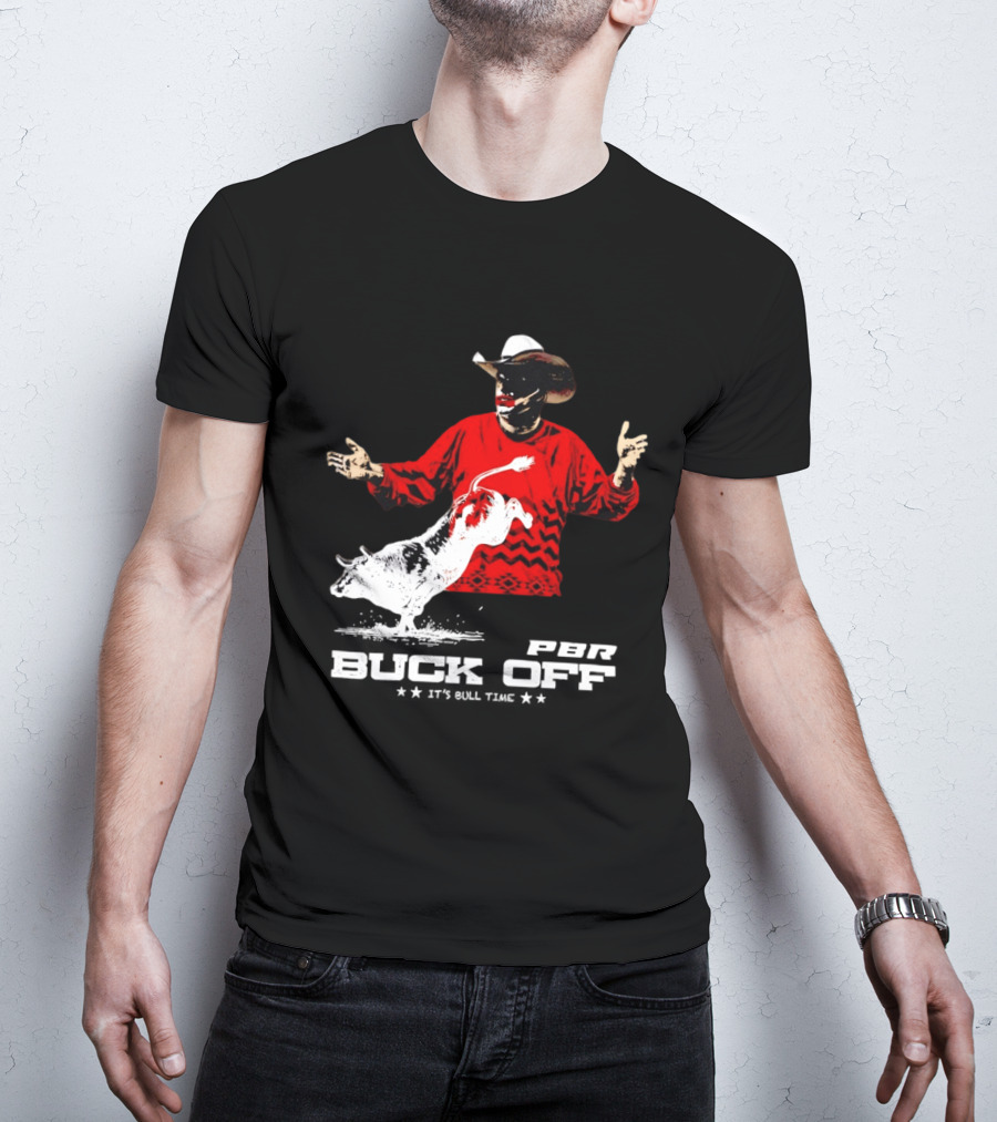 PBR Flint Buck Off It's Bull Time Cowboy Hat Bull Rider Red Sweater T-Shirt