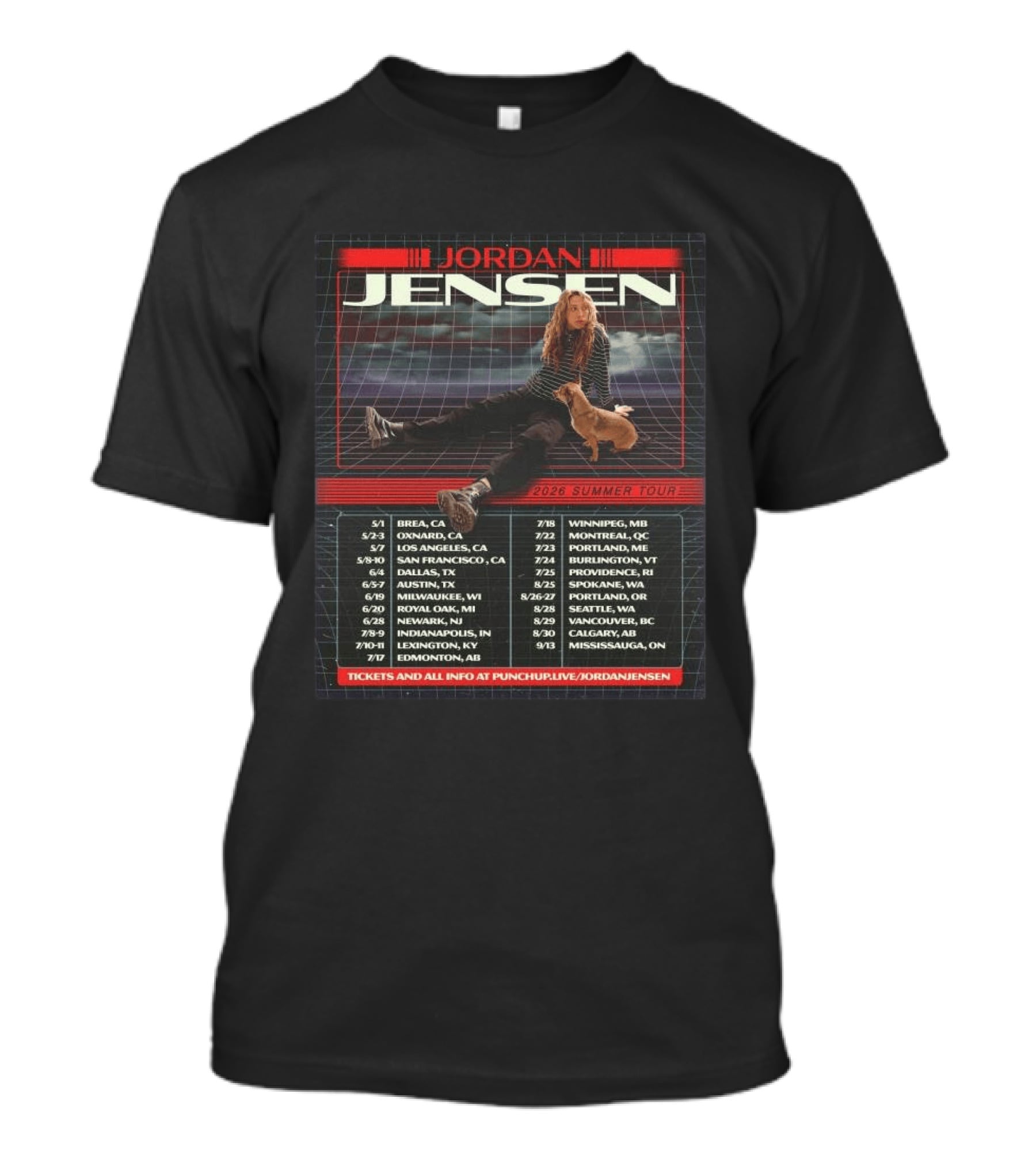 Jordan Jensen 2026 Summer Tour With Tour Dates And Locations T-Shirt