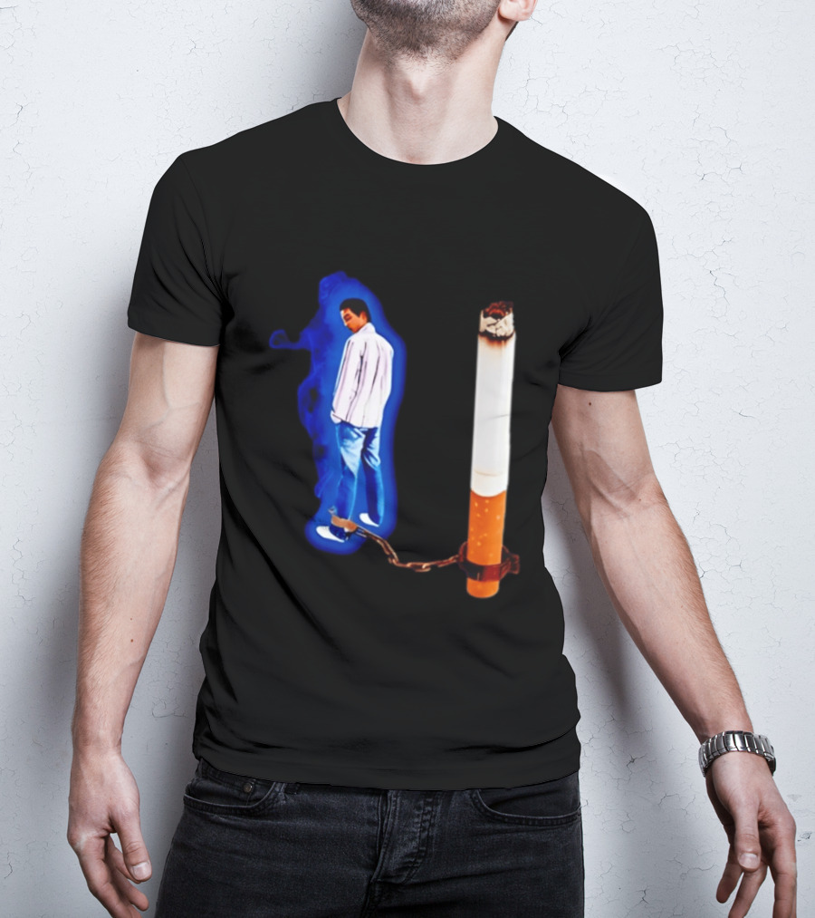 Man In Blue Jeans With Chains Connected To Burning Cigarette T-Shirt