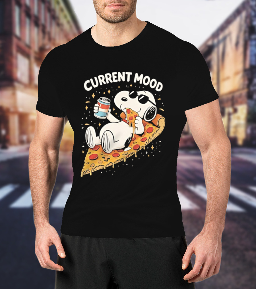 Current Mood Snoopy Relaxing Eating Pizza On A Slice T-Shirt
