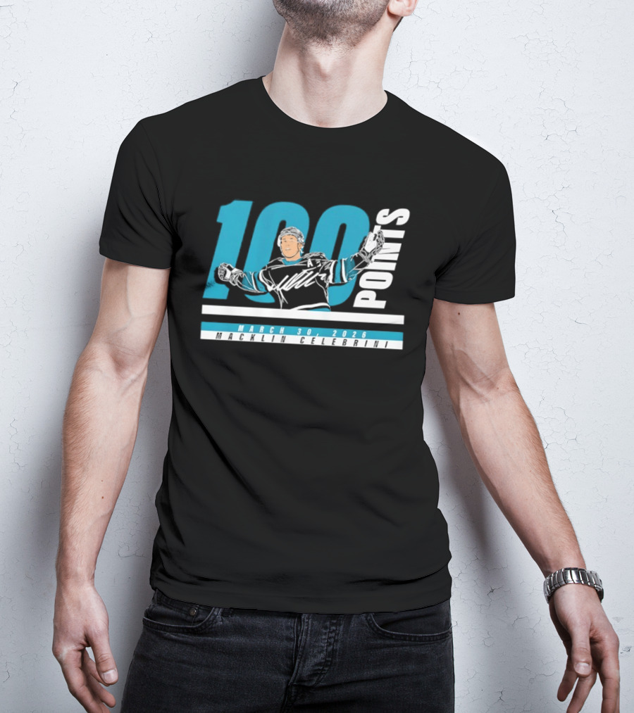Macklin Celebrini 100 Points San Jose Sharks NHL March 30 2026 T-Shirt