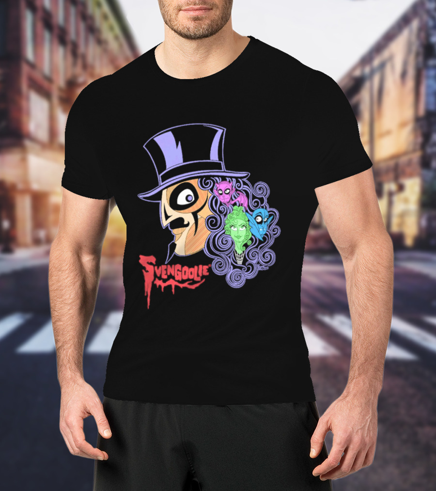 Svengoolie Cartoon Ghoul Faces And Purple Top Hat T-Shirt