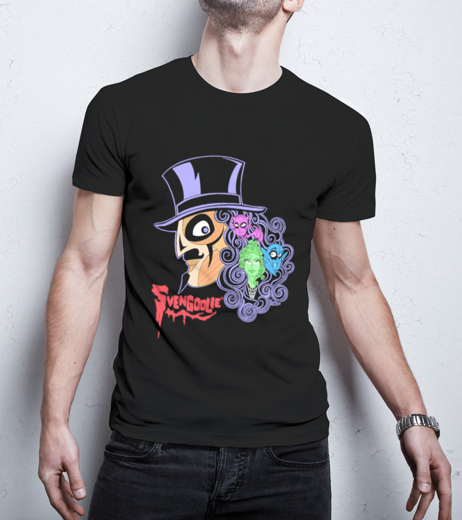 Svengoolie Cartoon Ghoul Faces And Purple Top Hat T-Shirt