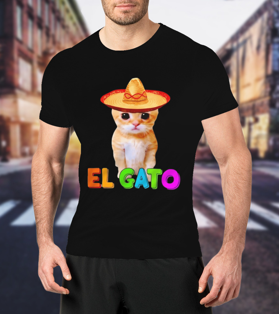 El Gato Cat Sombrero Hat Mexican Fiesta Fun Pet T-Shirt