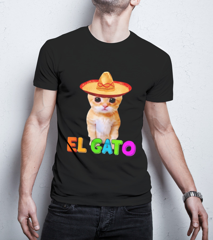El Gato Cat Sombrero Hat Mexican Fiesta Fun Pet T-Shirt