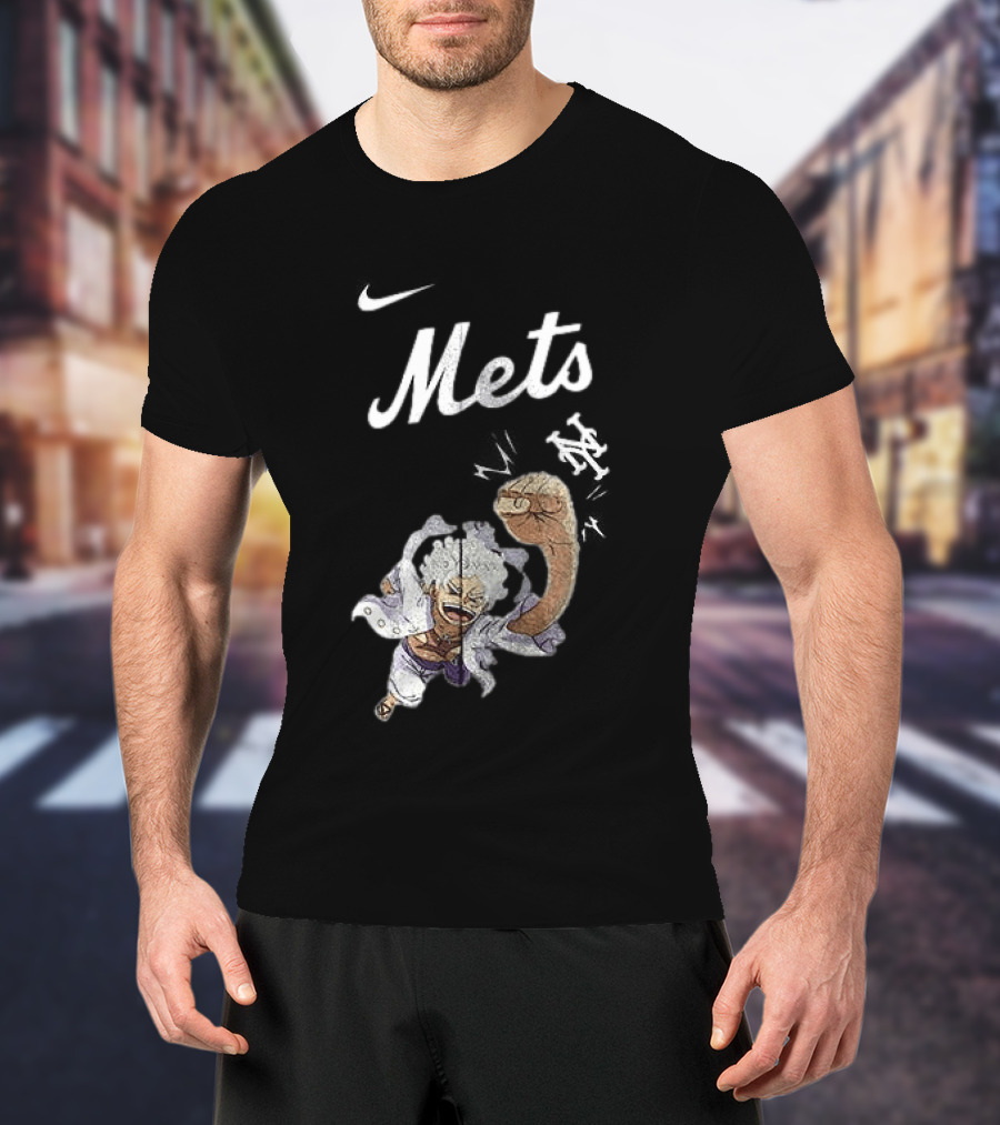 New York Mets X One Piece Luffy Nike Collaboration T-Shirt