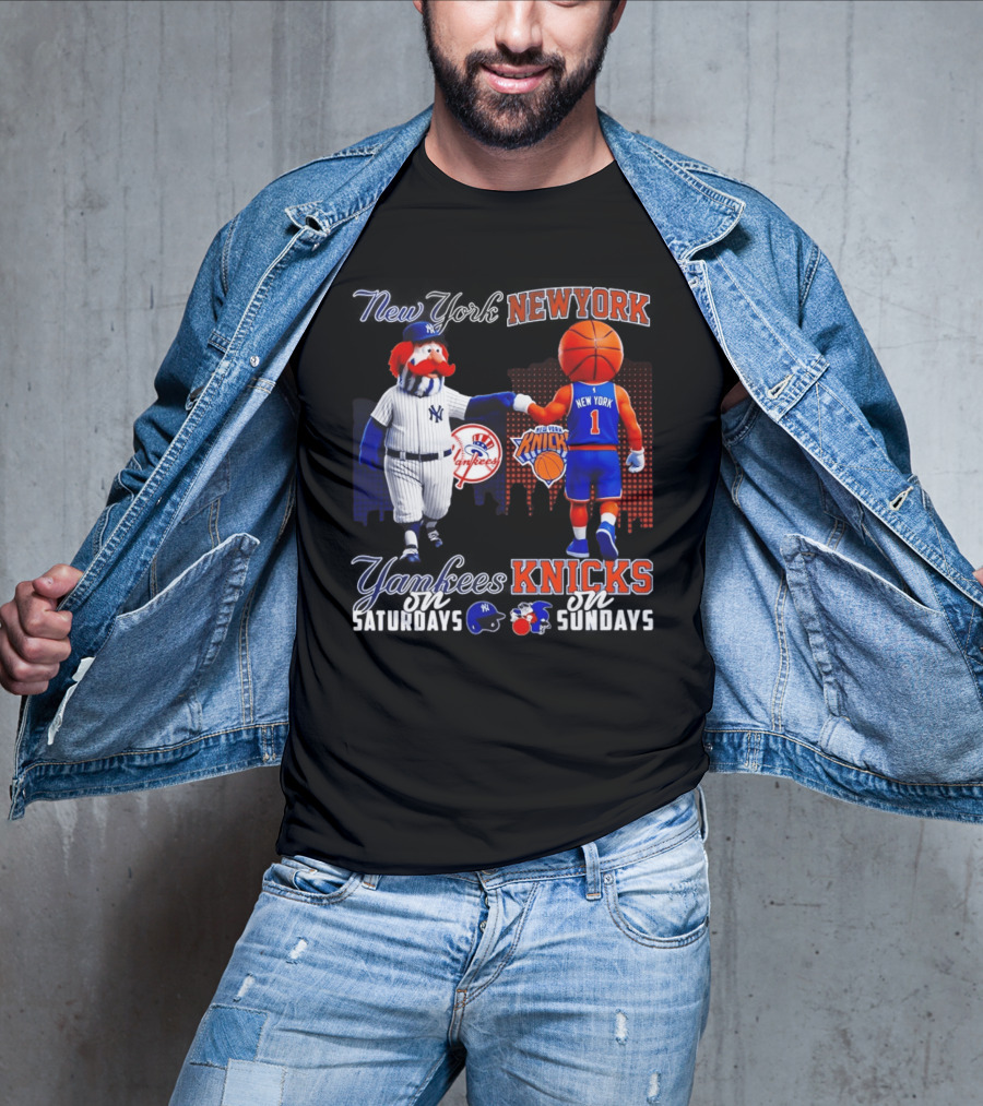 New York Yankees Saturdays Vs Knicks Sundays Yankees Knicks Mascots Baseball Basketball T-Shirt