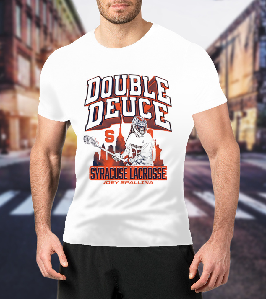 Double Deuce Syracuse Lacrosse Joey Spallina City Skyline T-Shirt
