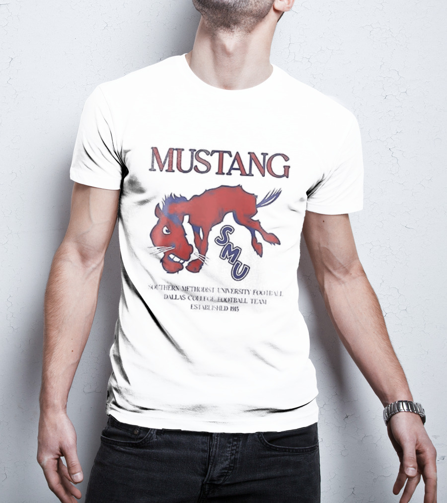 SMU Mustangs Southern Methodist University Red Blue Mustang T-Shirt