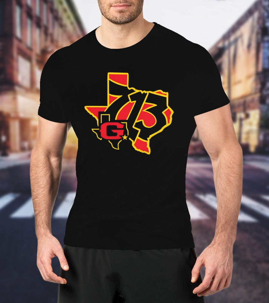 Houston Gamblers 713 Area Code Texas Map T-Shirt
