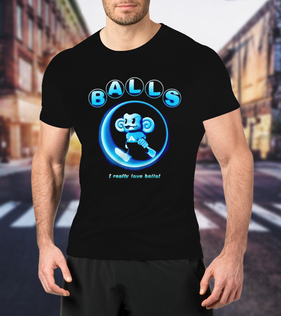 Super Monkey Ball I Really Love Balls A Blue Monkey T-Shirt