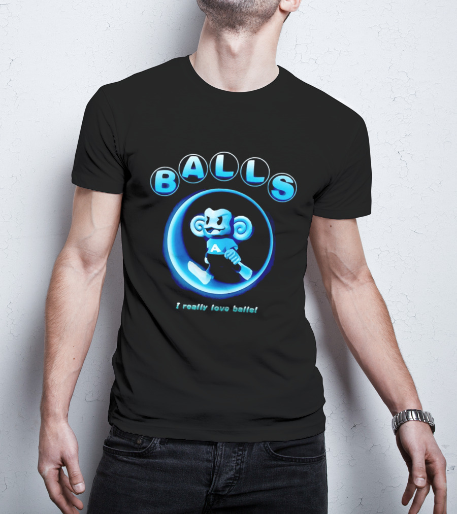 Super Monkey Ball I Really Love Balls A Blue Monkey T-Shirt
