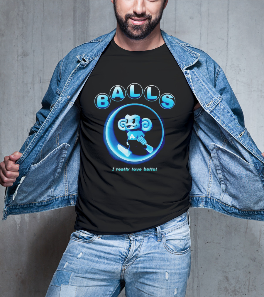 Super Monkey Ball I Really Love Balls A Blue Monkey T-Shirt