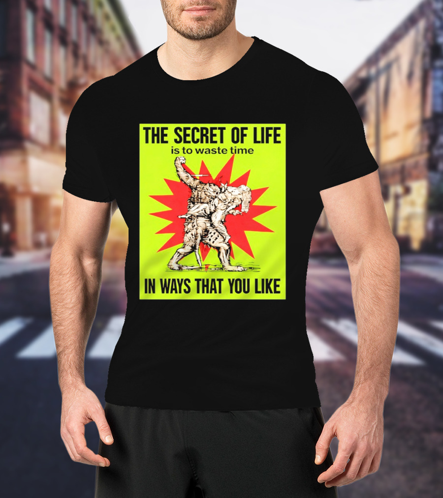 The Secret Of Life Is To Waste Time In Ways That You Like Comic Style Red Burst T-Shirt