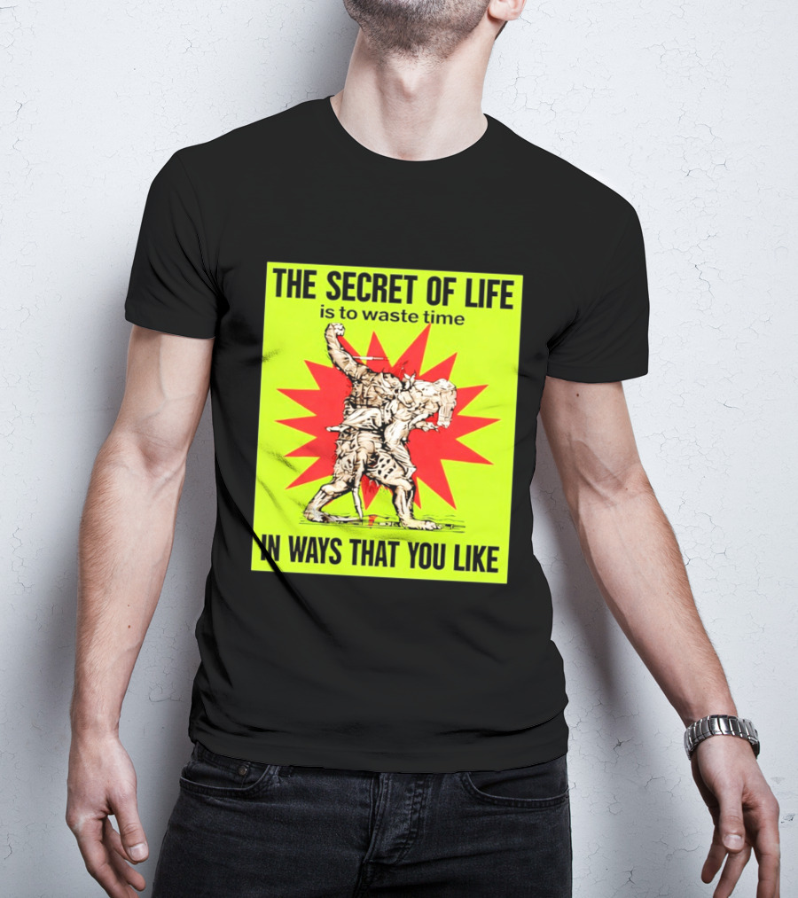 The Secret Of Life Is To Waste Time In Ways That You Like Comic Style Red Burst T-Shirt