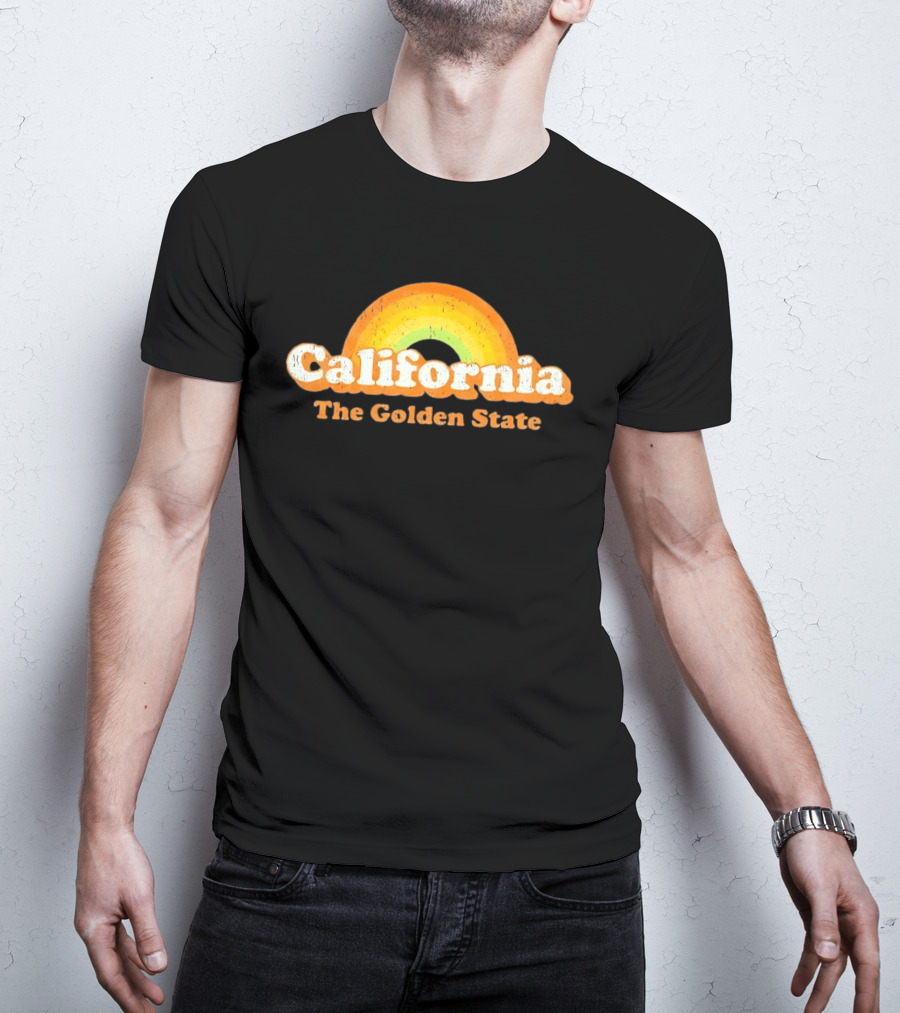 California The Golden State Retro Rainbow T-Shirt