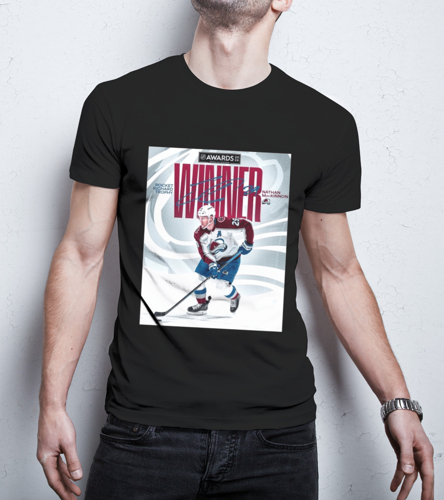 NHL 2026 Awards Rocket Richard Trophy Nathan MacKinnon Winner T-Shirt