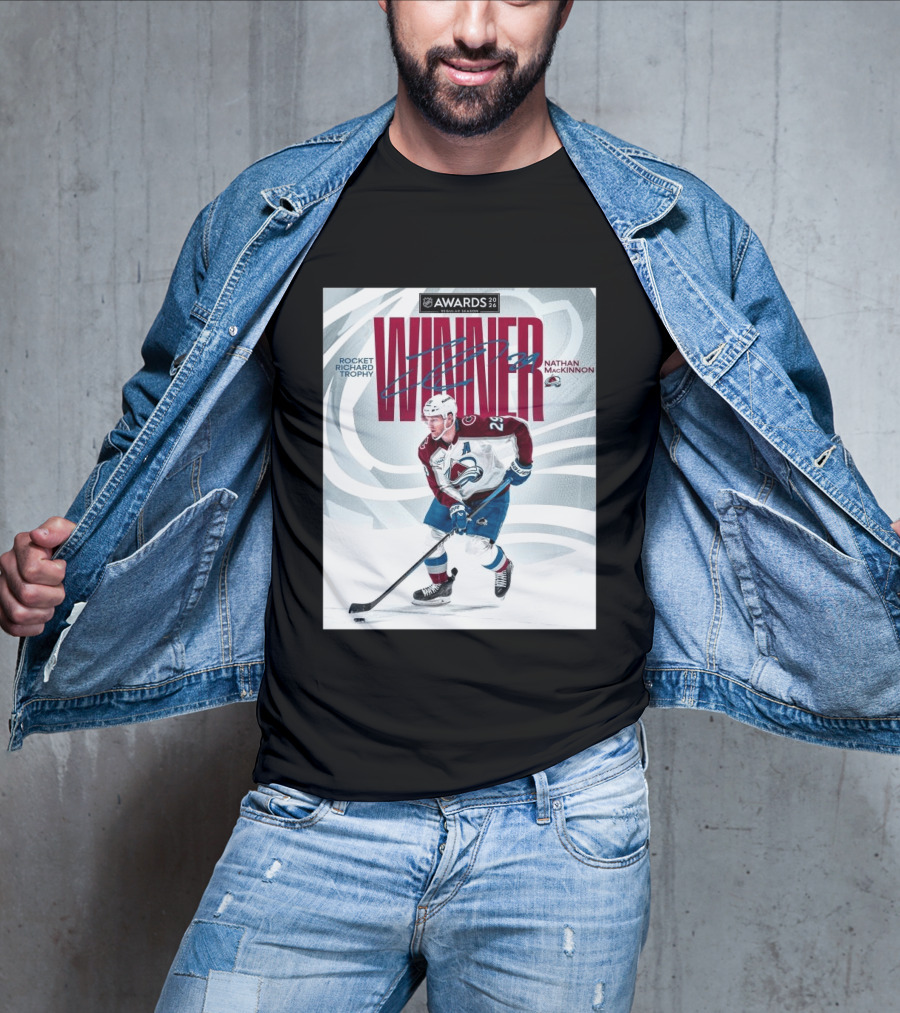 NHL 2026 Awards Rocket Richard Trophy Nathan MacKinnon Winner T-Shirt