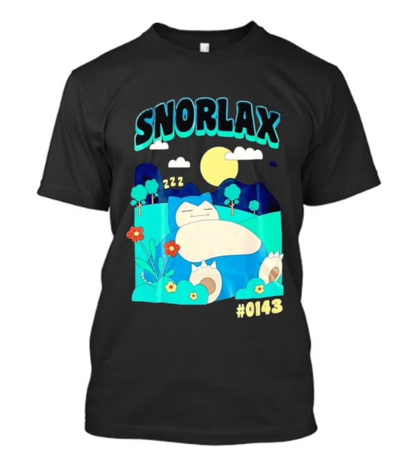 SNORLAX Sleeping Zzz #0143 With Sun And Flowers In Nature Scene T-Shirt