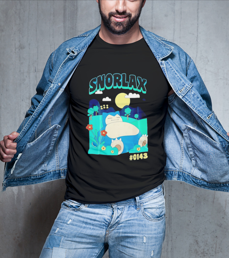 SNORLAX Sleeping Zzz #0143 With Sun And Flowers In Nature Scene T-Shirt