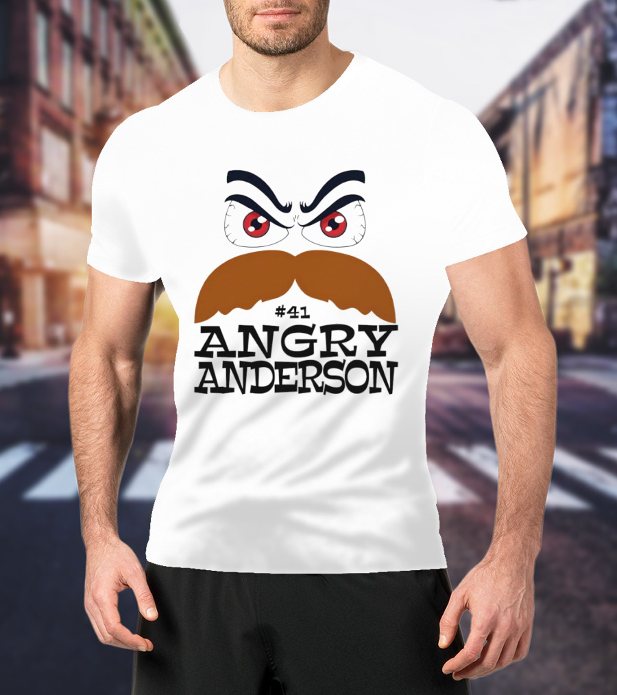 Angry Anderson #41 Big Face Brown Mustache Red Eyes T-Shirt